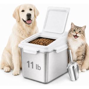 11 Lbs 304 Stainless Steel Dog Food storage container,Multifunctional Pet Food Storage containers,Cat and Dog Food Bin,BPA Free Airtight Storage Containers Store Containers Store,Easy to Clean