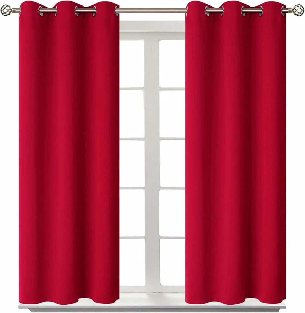 BGment Room Darkening Curtains 45 Inches Long - Grommet Thermal Insulated Drapes Window Treatment Curtains for Bedroom, 2 Panels, 38 x 45 Inch, Red