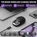YUNZll C1 Silicone Wireless Mouse, Tri-Mode 2.4G/USB-C/Bluetooth Mouse, 4800 DPl Optical Tracking, 6 Adjustment Levels,Customize Mice for Laptop, Computer, iPad, MacBook (Black Silver)