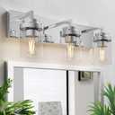 Chrome Light Fixtures, 3 Light Bathroom Vanity Light with Clear Glass Shade, 22in Modern Vanity Light, Bathroom Lighting Fixtures Over Mirror for Living Room