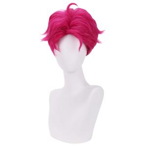 Rose Red Wigs for Boys Kids Pink Cosplay Wig Daily Halloween Costume Synthetic Wigs