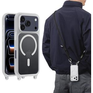 MAGEASY Compatible with iPhone 17 Pro 6.3" Case with Crossbody Strap  16ft Drop Protection, Compatible with MagSafe | Roam M (Transparent)