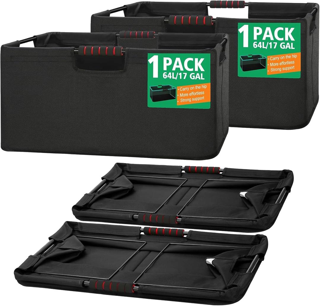 Large Laundry Basket with handle 2 Pack, Laundry Room Organization, 64L Freestanding Laundry Hamper for Family, Waterproof Foldable Basket and Collapsible Tall Clothes Hamper to Easy Installation