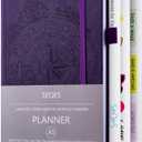SEQES A5 Undated Planner- Leather Cover with goal tracker,full focus And habit To Increase Productivity organizer And Goal Setting & Reflection Journal | Weekly/Monthly Planner (purple)