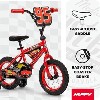 Huffy Disney Pixar Cars 12 Inch Kid's Bike Ideal for Ages 3-5 Years Old, Training Included, EZ Build Assembly, Fun and Playful Graphics, Simple Coaster Brake, Pixar Cars