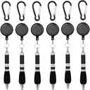 6 Pieces Black Carabiner Pens, Retractable Badge Reel Pens with Blue Ink, Lightweight and Durable