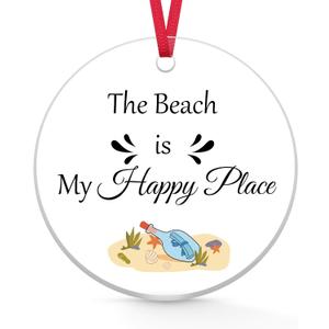 Beach Gifts for Women Christmas Ornament Beach Themed Gifts for Women Friend Beach Lover Gift Acrylic Ornament Ocean Theme Decorations Vacation Gift for Girl Teens Beach House Decor