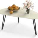 Manora Small Oval Coffee Table White, Modern Coffee Tables for Living Room, Office Coffee Table Small Space, Minimalist Center Table, Tea Table, Easy Assembly
