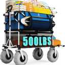Navatiee 500Lbs Double Decker Wagon, 400L Large Capacity Heavy Duty Beach Cart with 9" Balloon Wheels for Sand, Folding Collapsible Wagon with Side Pocket for Beach, Sport, Camping, Blue
