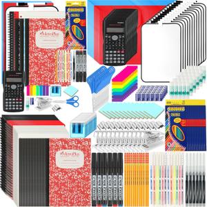 12 Sets Middle and High School Supplies Kit, 51 Pcs Per Set Back to School Supplies College Bundle Essential Stuff Bulk Stapler Notebook Calculator for Senior Student Girl Teen Classroom Boy