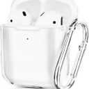 AIRSPO Airpods Case Cover, Clear Soft TPU Protective Cover Compatible with Apple AirPods 1/2 Wireless Charging Case with Keychain (Clear)