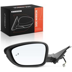 A-Premium Driver Side Power Door Mirror - Compatible with Honda Accord 2023 2024 - Heated Manual Folding Black Outside Rear View Mirror with Turn Signal and Blind Spot Detection