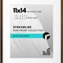 Americanflat 11x14 Picture Frame with Shatter-Resistant Glass - Use as 8x10 Frame with Mat or Display 11x14 Photo Without Mat - Streamline Collection - Thin Border Picture Frames for Wall - Walnut