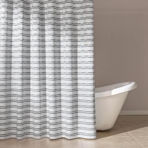 Amazon Basics Geometric Jacquard Fabric Shower Curtain for Bathroom, Lightweight, Waterproof and Washable, 72" W x 98" L, Grey Striped