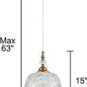 Modern Brass Pendant Light Antique Delicate Decorative Pattern Glass Ceiling Pendant Lighting Fixtures for Kitchen Island Bedroom Dinning Room with Original Design, Hardwired 8.3 inch