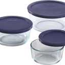Pyrex Simply Store (3-Pack) Glass Food Storage Containers Set, (2, 4 & 7 Cup) Meal Prep Containers With Plastic BPA-Free Lids, Dishwasher & Microwave Safe