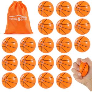 LovesTown 2.5 Inch Mini Basketballs, 20PCS Soft Foam Stress Balls - Squishies for Stress Relief, Party Favors, School