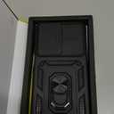 HakkTaoo Case for Samsung Galaxy A16 5G with Slide Camera Cover+Screen Protector(2 Packs), Military Grade Shockproof Protective Cover, Rotated Ring Kickstand(B - Black)