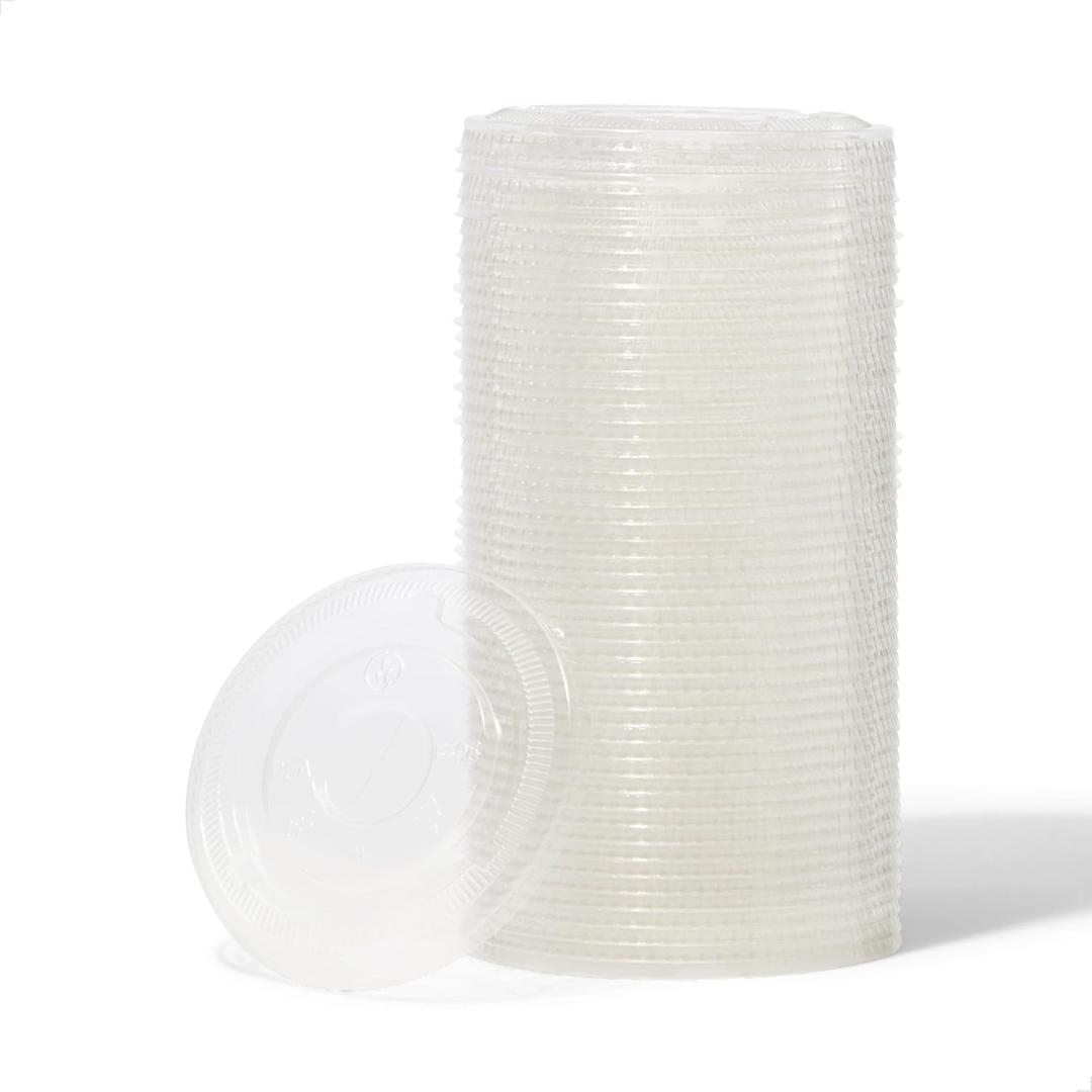TOSSWARE NATURAL Flat Lid With Straw Slot Set of 50 - Plant Based 98mm Lids for Cold Cups - Plastic Alternative Clear Lids - Only Compatible with TOSSWARE NATURAL 98mm Cups