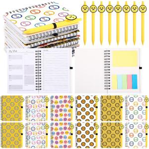 Sayglossy 72 Pcs Inspirational Notebook with Smile Face Pen and Sticky Note, Bulk Back to School Gifts from Teacher, Positive Affirmation Gifts for Student, Coworkers, Team(Weekly Planner Journal)