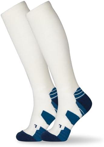 +MD Cotton Compression Socks for Women and Men 4/6 Pairs 15-20 mmHg Knee High Socks for Sports Travel Nurse Edema, Pack 2, Size 10-13