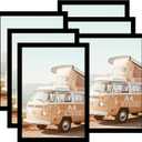 KTKDE A4 Black Picture Frame Set of 6, 8.3x11.7 Wooden Photo Frame Black Engineered Wood with Plexi-Glass for Poster Frame with Wood-grain Wall or Tabletop Living Room Bedroom Home Decor best gift