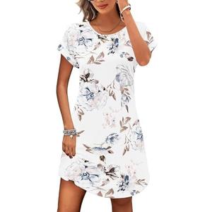 PLOKNRD Women's Casual Dress Summer Short Sleeve T-Shirt Dress Crew Neck Basic Dresses 2025, 2XL