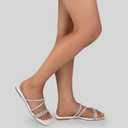 STUNAHOME Women's Rhinestone Thong Flat Sandals Open Toe Slide Sandals with Square Toe Bling Strap