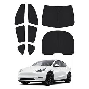 Canvcle Windshield Sun Shade for Tesla Model Y 2020-2024 Accessories Side Rear Window Shade Cover Set Window Sun Visor Blocker Privacy Cover for Camping Keep Vehicle Cool Black 8PCS (Not for Juniper)