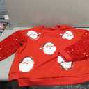Seyumixi Women Christmas Sequined Long Sleeve Sweatshirt Cute Glitter Santa Holiday Crewneck Pullover Tops Xmas Gifts, Cute Santa Red, X-Large