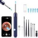 LEIPUT Ear Wax Removal - Earwax Remover Tool with 8 Pcs Ear Set - Ear Canal Cleaner with 1080P Camera - Ear Cleaning Kit with 6 Ear Spoon - Ear Camera for iOS & Android (Navy Blue)