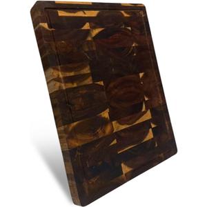 Walnut Wood Cutting Board for Kitchen, End Grain Chopping Board with Juice Groove, Heavy Duty Checkered Board for Cheese and Vegetables, Non-slip Feet, 17" 12" 1.5"