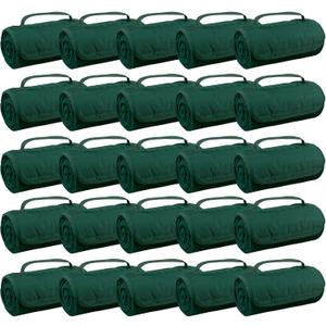 25 Ct of Roll-Up Blankets for Camping, Travel, Outdoors, Beach, Picnics Hunter Green Hook + Loop Closure for Easy Use in Cars & on Airplanes Customizable for Promotions & Events