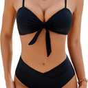 Blooming Jelly Women's High Waisted Bikini Sets Two Piece Swimsuit Sexy Bathing Suits (Black) XL