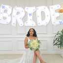 White Bride Balloons 40 inch with Ribbon Bows for Bridal Shower Bride to Be Bachelorette Party Decorations Wedding Engagement Party Dcor (Blue)