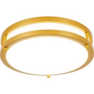 DLLT Flush Mount LED Ceiling Light: 10 Inch 5CCT (3000K-6000K) & Dimmable Ceiling Light Fixtures for Bedroom Hallway - 18W Modern Gold 1600LM Super Bright Kitchen Lighting Fixtures Ceiling