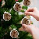 2Pcs Christian Christmas Ornaments Bible Ball Religious Gift Rescued Antique Bible Glass Religious Hanging Ornament with Silver Cross Xmas Tree Decoration for Home Office Church