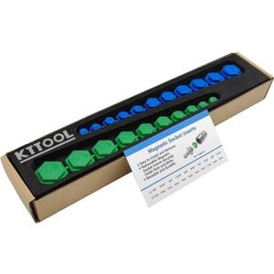 21 Pcs New SAE and Metric Magnetic Socket Inserts Tool Set, 5/16" - 7/8", 8mm - 19mm Universal Magnetic Socket Insert