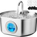 Cat Water Fountain Stainless Steel: 109oz/3.2L Cat Fountain for Drinking - Pet Water Fountain Inside - Automatic Dog Watering Dispenser Bowl - Pet Feeding & Watering Supplies - Water Level Window