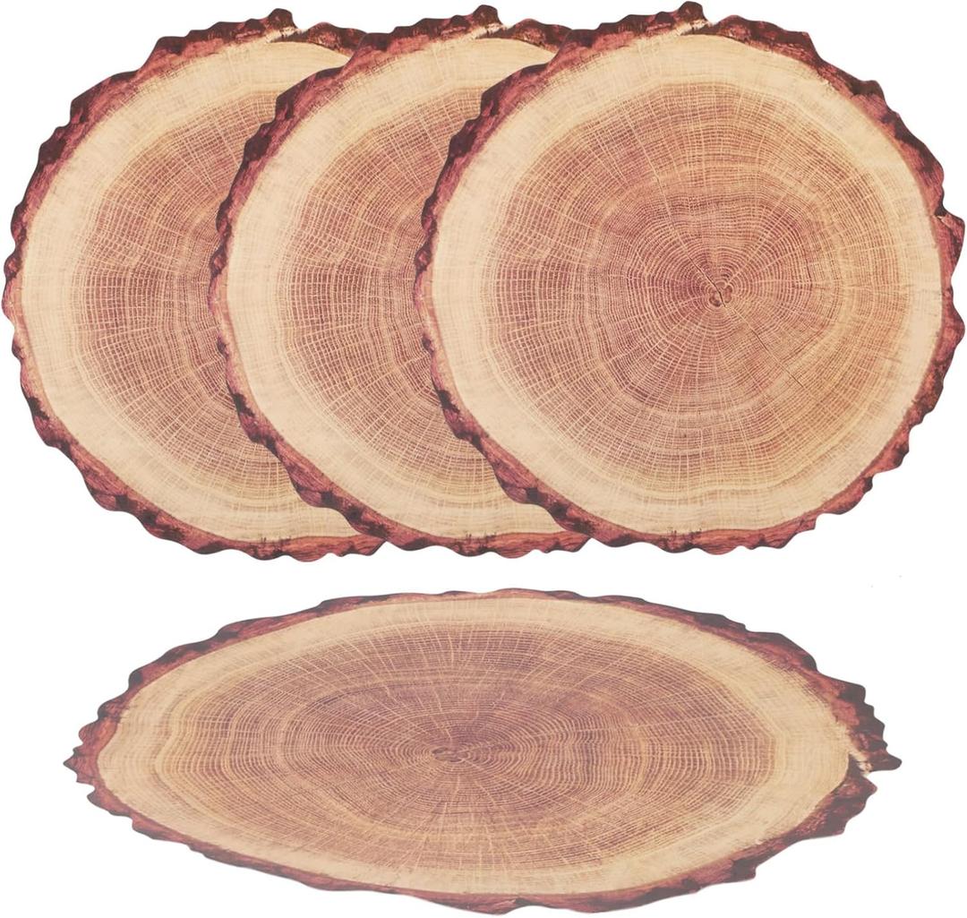 Tree Stump Coasters 4 Pack Place Mats Table Mats for Dining Table Plastic Set