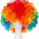 Joy Join Unisex Short Fluffy Afro Funny Wigs for Halloween,Holiday Party Clown Costume