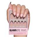 Glamnetic Press On Nails - Chocolat | Semi-Transparent Dark Brown French Tip Short Almond Fake Nails in a Glossy Finish, Salon Quality | 15 Sizes - 30 Nail Kit