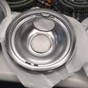 Electric Stove Burner Drip Pans W10196405(8) W10196406(6) Silver+Electric Stove Burner Replacement MP15YA(6") MP21YA(8") Compatible for Whirl-pool Ken-more May-tag Ama-na etc by MIFLUS