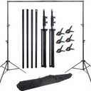 10x9.2ft Adjustable Photo Backdrop Stand Kit - Heavy Duty Background Support System with Spring Clamps & Carrying Bag for Photography, Studio, Parties, Weddings, Video, DIY Decoration (9x10ft)