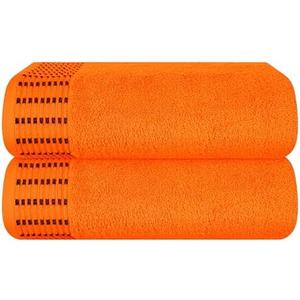 MALLONI HOME Cotton 2 Pack Oversized Bath Towel Set 28x55 inches, Large Bath Towels, Ultra Absorbent Compact Quickdry & Lightweight Towel, Ideal for Gym Travel Camp Pool - Orange