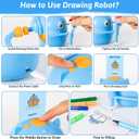 Drawing Robot for Kids, Interactive Educational Drawing Robot, Magic Painting Robot Toy with 100 Word Cards & 16 Color Pens for Girls and Boys Age 3+ (Blue)