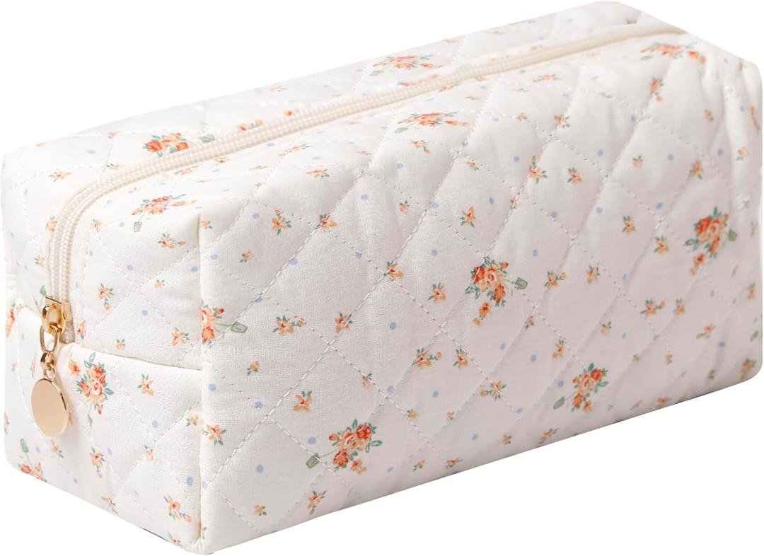 Pencil Case Floral Cute Pencil Case Student Pen Pouch Makeup Pouch Cute Flower Office College Cosmetic Makeup Bag Organizer Large (floret)