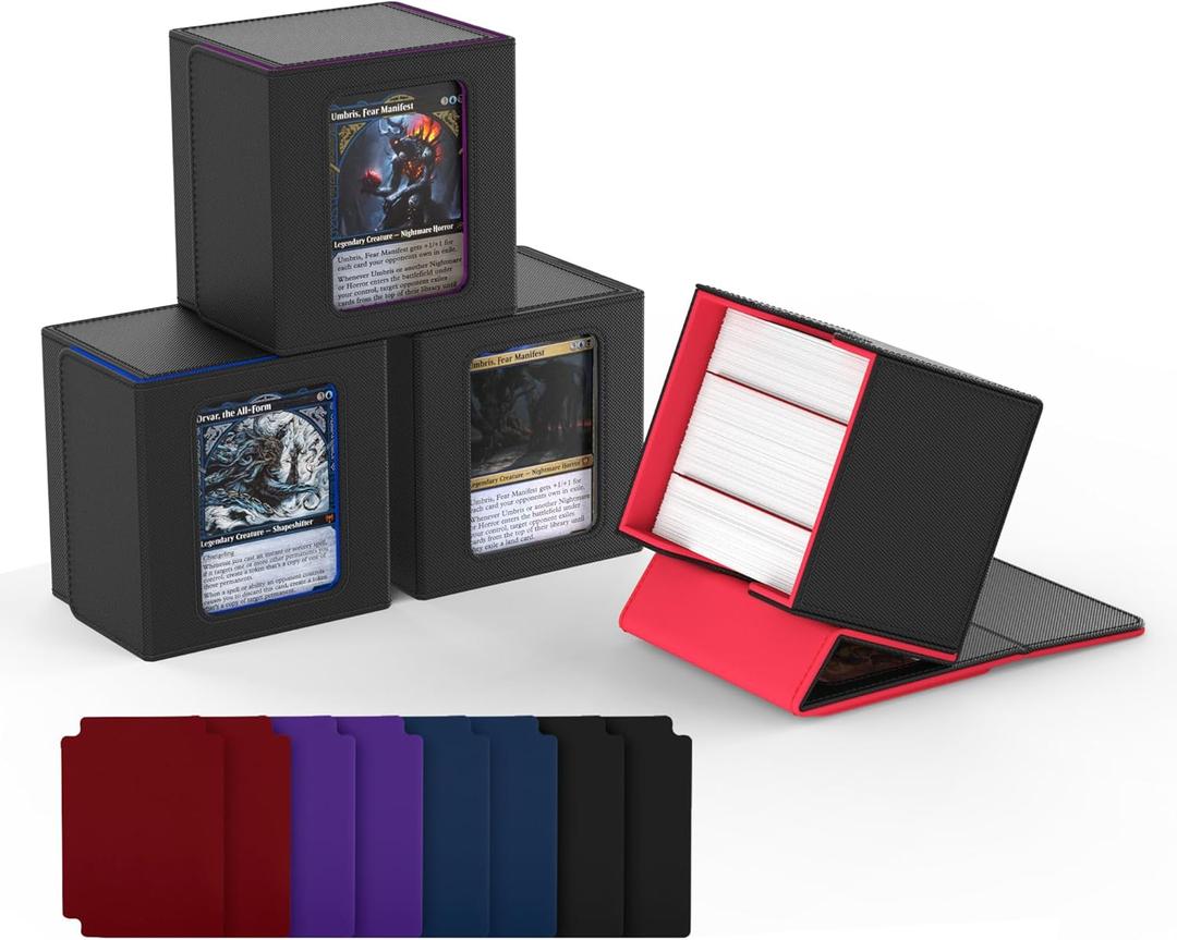 ZLCA 4 PCS MTG Commander Deck Box, Card Deck Box for Trading Card, Holds 110+ Double Sleeved Cards Fits for Magic Cards TCG CCG (Multicolor)
