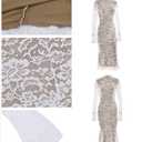 Women Vintage Mock Neck Floral Lace Long Sleeves Midi Dress with Back Zipper Elegant Flowy Bodycon Dresses (S)