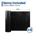 Muzata 4PCS 50FT Black Under Deck Drainage System Trough HDPE Waterproofing Membrane Fit for 16 Joist Spacing M081